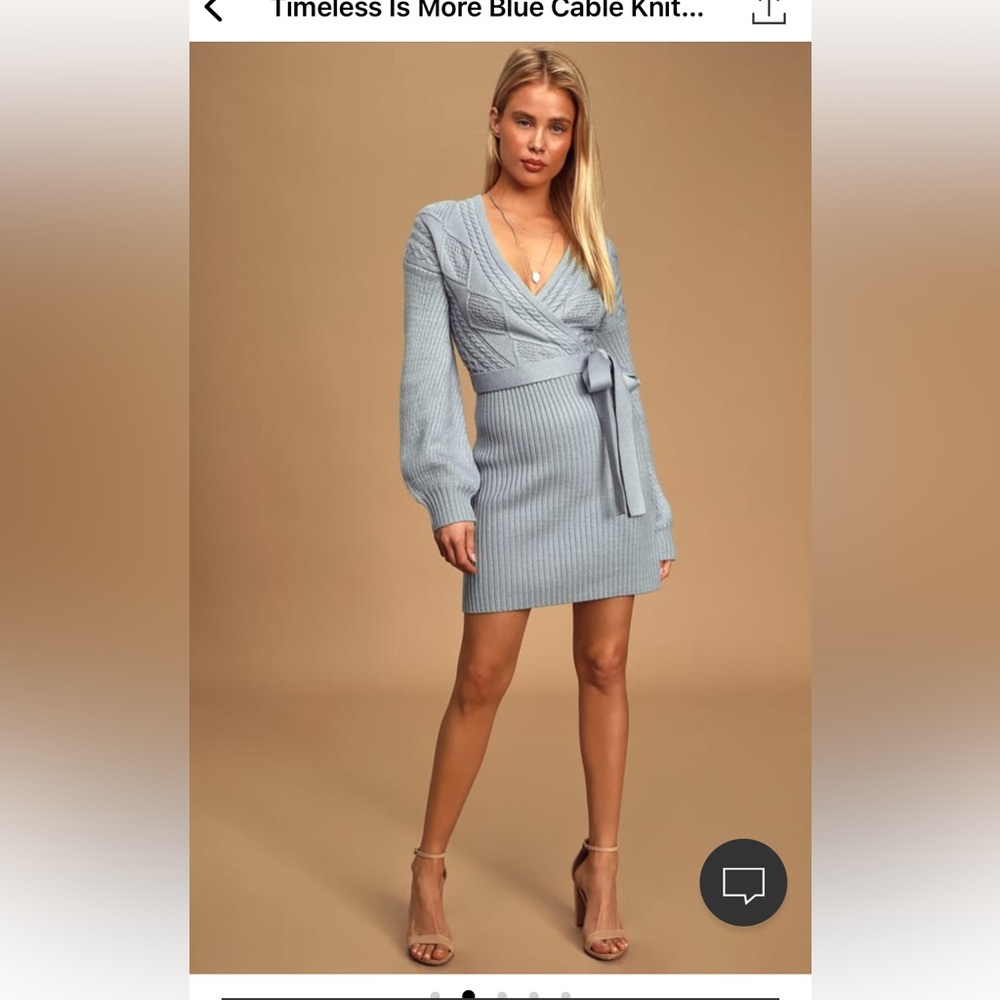 Lulus baby blue knots sweater dress